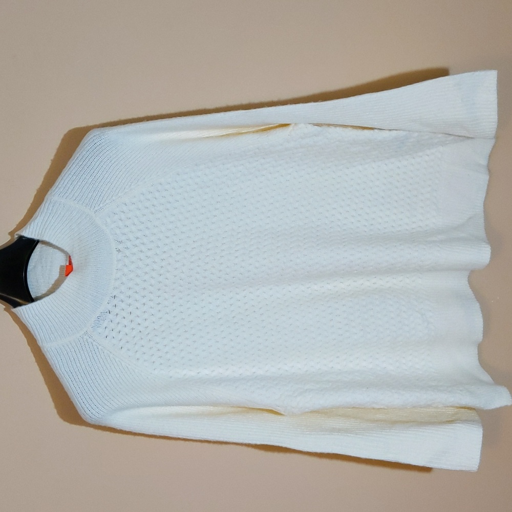 Joe Fresh|  NWOT White Knit Textured Pattern Mock Neck Sweater Side Slits